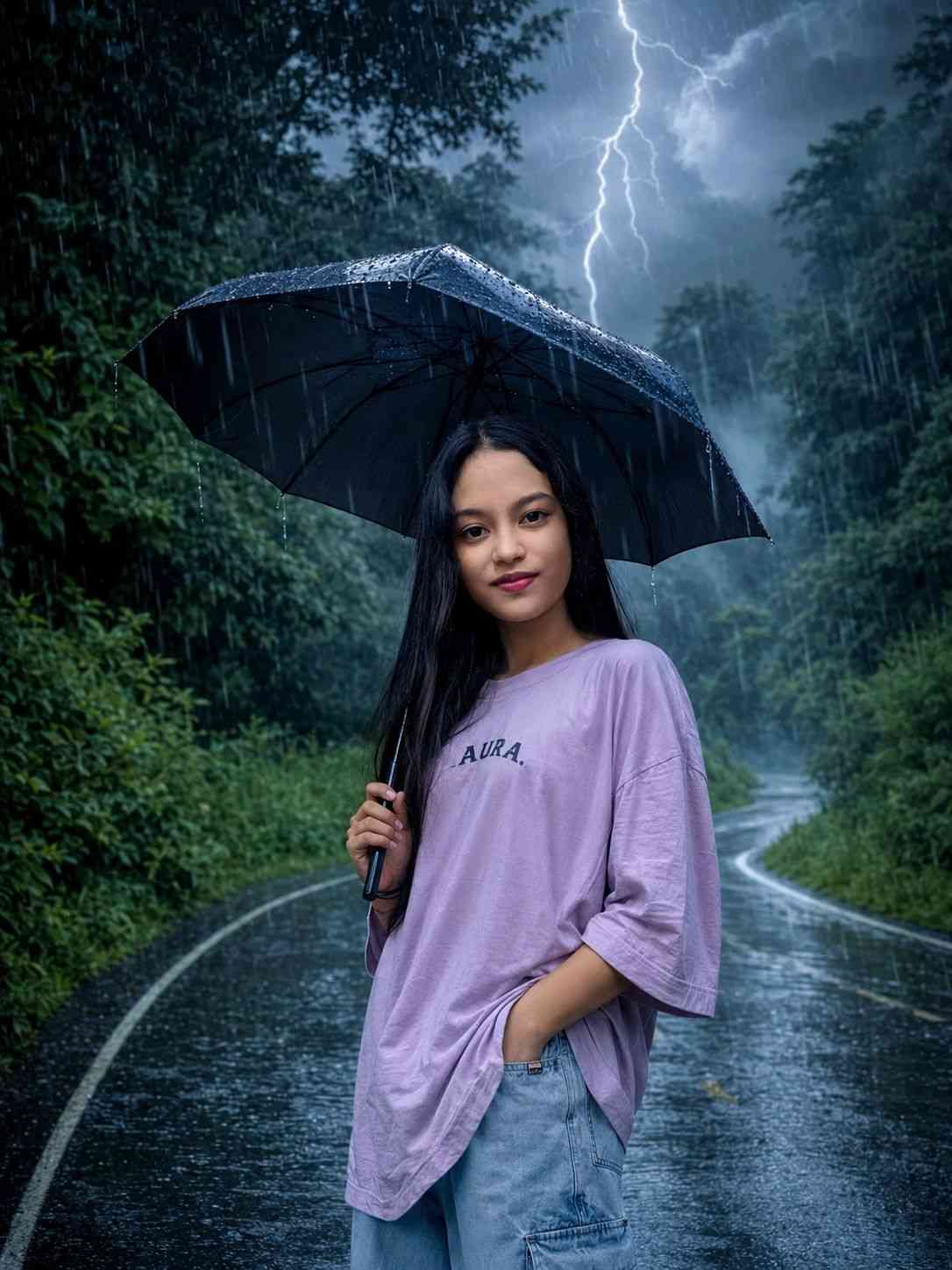 Haryana Presets Rain Photography Lightroom Presets portrait with umbrella during monsoon