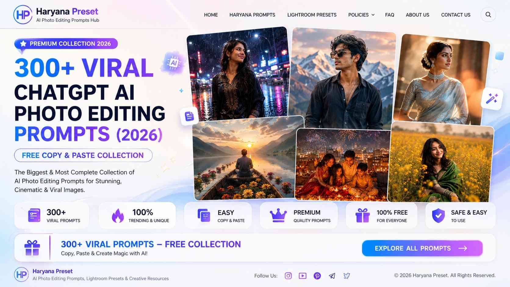 Haryana Preset ChatGPT AI photo editing prompts 2026