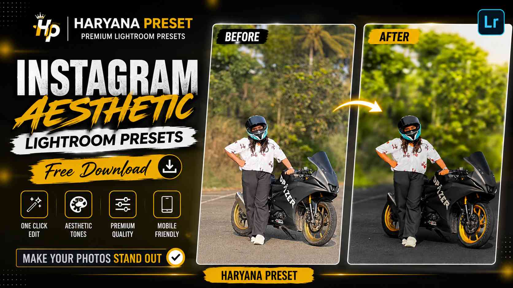 Haryana Preset Instagram Aesthetic Lightroom Presets Free Download Before and After Photo Editing